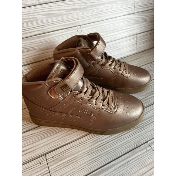 Fila Vulc 13 Sneakers High Tops Women's Size 8 Metallic Rose Gold Pink Shoes - Picture 1 of 10